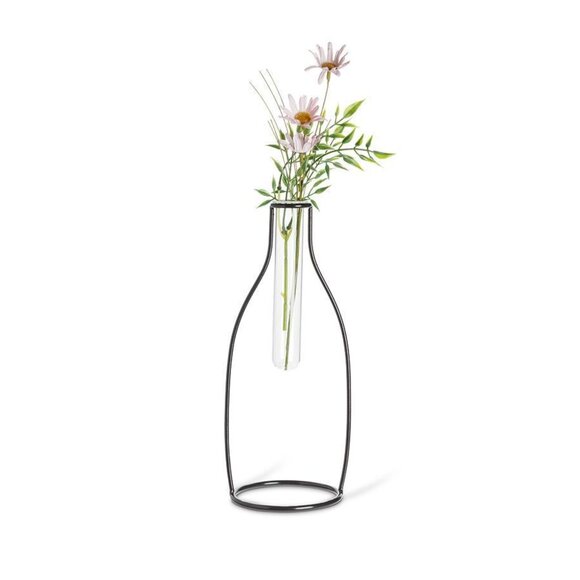 Abbott Collection - Tall Shape Frame Metal & Glass Vase - Picture 2 of 6